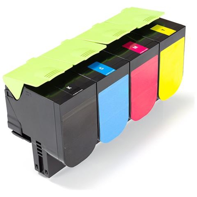 Set, 4 Cartucce 4x 1000 Pagine Sostituisce Lexmark 70c2c0, 702c, 70c2k0, 702k, 70c2m0, 702m, 70c2y0, 702y Per Lexmark Cs310serie, Cs310n, Cs310dn, Cs310, Cs410serie, Cs410n, Cs410dn