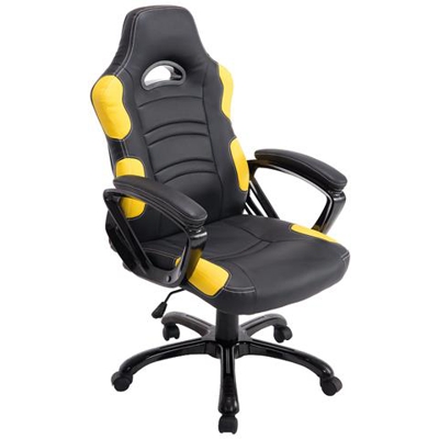 Sedia Gaming Ufficio Ricardo XL in Similpelle I Poltrona Racing Carico Max 150KG I Poltrona Sportiva Regolabile I Poltrona Ergonomica Nero Giallo