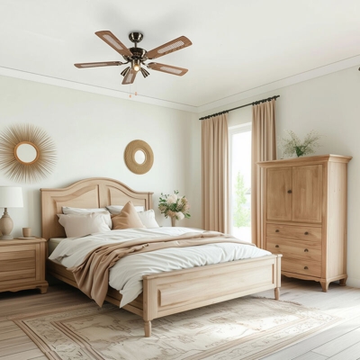 QAZQA Ventilatori da soffitto mistral - Moderno - Legno,Acciaio - Bronzo/Marrone - Tondo Max. 3 x Watt