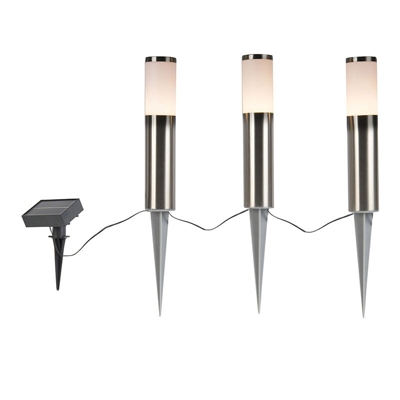 QAZQA Faretto con palo da giardino rox - Moderno - Plastico,Acciaio inossidabile - Bianco/Acciaio - Tondo/Oblungo Non sostituibile Max. 3 x 1 Watt