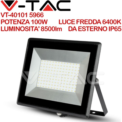 Faro Led Faretto Resa Alta Luminosita Ip66 Slim Luce Fredda Esterno Smd 100W - V-TAC