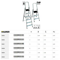 Maurer - SCALA ALLUMINIO 5 GR LIBRETTO EN131 precio