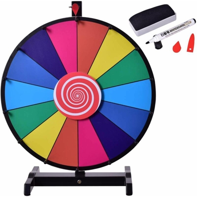 18/24 Pollici Gioco Ruota della Fortuna da Terra&Tavolo, Wheel of Fortune con Marcatore e Cancellatore, 14 Slots, per Carnevale e Feste (18 Pollici)