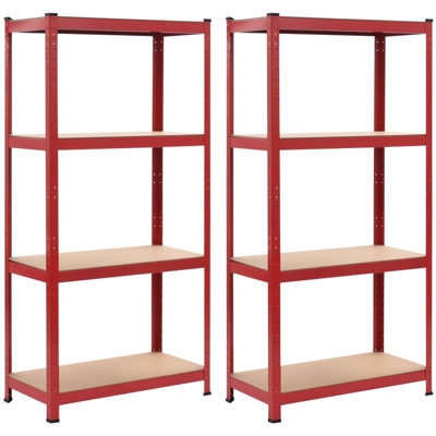 Scaffali 2 pz Rossi 80x40x160 cm in Acciaio e MDF - VIDAXL