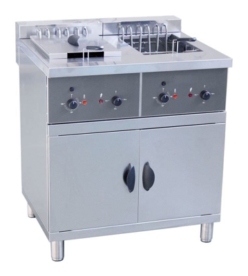 Friggitrice doppia trifase su mobile cm 80x70x95 teknoline FR16+16M