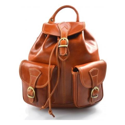 Zaino Piccolo Pelle Vitello Uomo Donna Miele Borsa Palestra Zaino Scuola Zaino