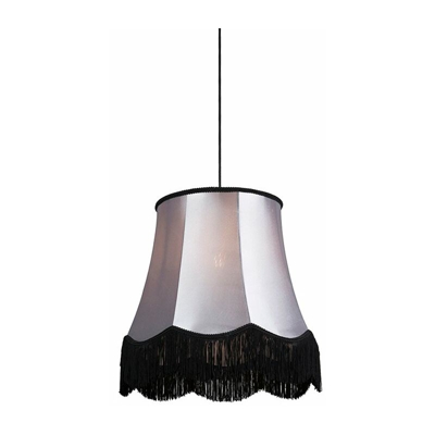 Lampada a sospensione Granny - Retrò - Plastico,Tessuto - Nero/Grigio - Tondo Max. 1 x Watt - Qazqa