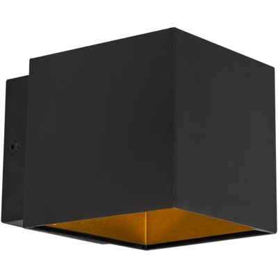 Applique caja wl - Moderno - Alluminio - Nero/Oro - Cubo/Quadrato Non sostituibile Max. 1 x 6 Watt - Qazqa