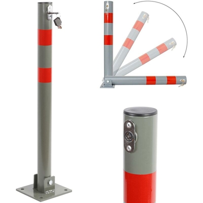 Palo Dissuasore Anti Parcheggio Auto Ribaltabile Rotondo con Chiave Lucchetto - BAKAJI