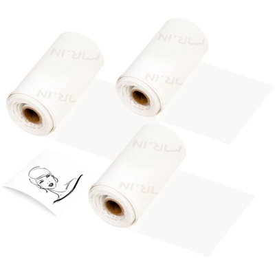 Aibecy - Carta per stampa termica autoadesiva Q22-RMS2 50mm * 3.5m nero su sfondo bianco 3 rotoli / scatola adatta per stampanti termiche Aimo M02 /