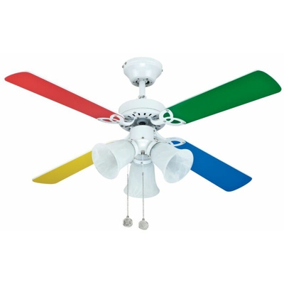 Ventilatore 3 luci con pale colorate cm 105X36-43h SULION 075438