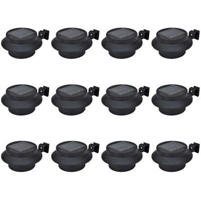 Lampade Solari per Recinzioni da Giardino 12 pz a LED Nero - VIDAXL