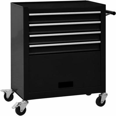 Vidaxl - Carrello Portautensili con 4 Cassetti in Acciaio Nero