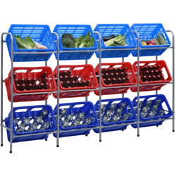 Vidaxl - Supporto con Ripiani per 12 Casse Argento 190x33x116 cm Acciaio precio