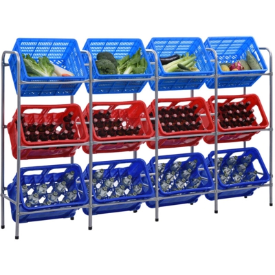 Vidaxl - Supporto con Ripiani per 12 Casse Argento 190x33x116 cm Acciaio