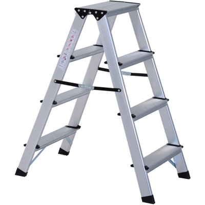 Scaletta Pieghevole 4 Gradini in Alluminio, Pieghevole e Compatta, 81×42×72cm - Homcom