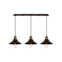 Lampada a Sospensione Multi - Lampadario - da Soffitto - Rame, Nero in Metallo, Vernice, 192 x 24 x 108 cm, 3 x E27, Max 100W - HOMEMANIA en oferta