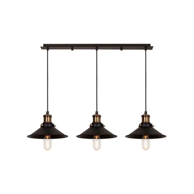 Lampada a Sospensione Multi - Lampadario - da Soffitto - Rame, Nero in Metallo, Vernice, 192 x 24 x 108 cm, 3 x E27, Max 100W - HOMEMANIA