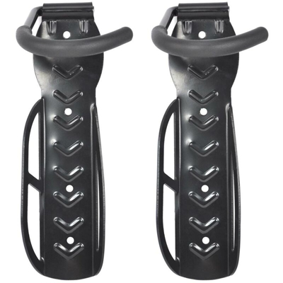 2 set di supporti per bicicletta, montaggio a parete, con viti, colore nero - Yaheetech