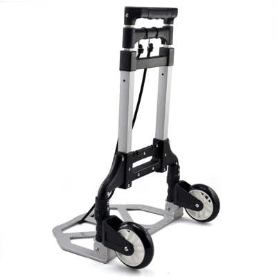 Carrello Portapacchi Pieghevole Carrellino Salvaspazio con Ruote in Lega di Alluminio Asta Telescopica Portata 80 kg - Yaheetech