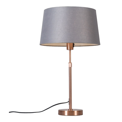 QAZQA Lampada da tavolo con paralume Parte - Moderno - Metallo,Tessuto - Grigio/Rame - Tondo Max. 1 x Watt