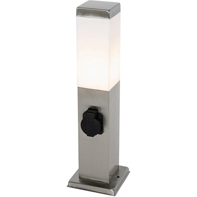 QAZQA Lampada da esterno con spina malios - Moderno - Plastico,Acciaio inossidabile - Acciaio/Bianco - Allungato/Oblungo Max. 1 x Watt