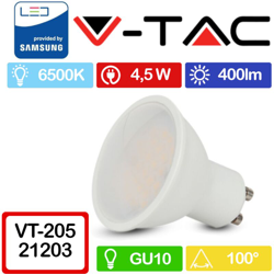 Faretto LED V-TAC Chip Samsung GU10 5W 110° Copertura Satinata 6400K características