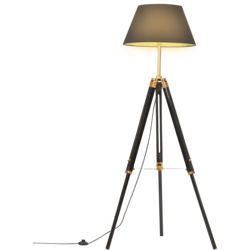 Vidaxl - Lampada a Treppiede Nero e Oro in Massello di Teak 141 cm precio