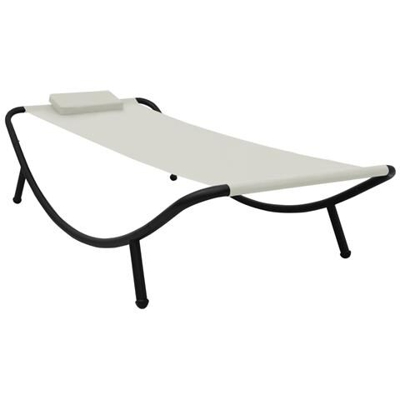 Lettino Da Giardino Crema 200x90 Cm In Acciaio