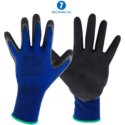 Guanti in poliestere per elettroerosione taglia S in finitura sabbia di lattice - EDM