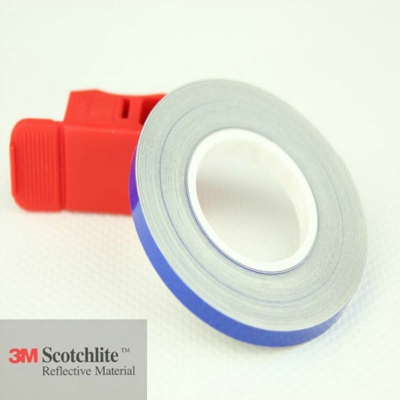 Strisce ? per cerchi moto adesive rifrangenti - 7mm x 6MT Colore - Blu, Modello - Con applicatore - 3M