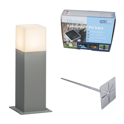 QAZQA Palo da giardino denmark - Moderno - Alluminio,Plastico - Bianco/Grigio - Quadrato Max. 1 x Watt