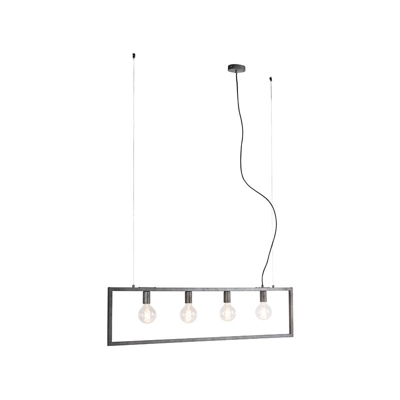 Lampada a sospensione tavolo soggiorno cage - Moderno - Acciaio - Grigio - Allungato Max. 4 x Watt - Qazqa