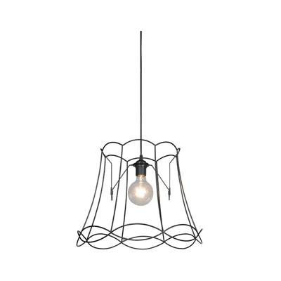 Lampada a sospensione Granny Frame - Retrò - Plastico,Metallo - Nero - Tondo Max. 1 x Watt - Qazqa