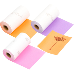Aibecy - Q22-RMSPRO carta per stampa termica autoadesiva viola / rosa rossa / sfondo arancione testo nero 50 mm * 3,5 m 3 rotoli / scatola adatta per en oferta