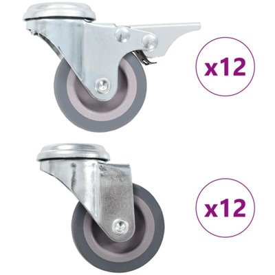 Ruote Girevoli con Foro per Bullone 24 pz 50 mm - VIDAXL