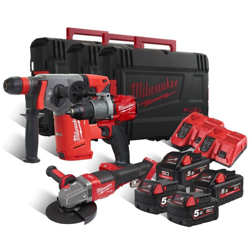 Milwaukee - M18 FPP3F-554X - KIT AVVITATORE A PERCUSSIONE + TASSELLATORE + SMERIGLIATRICE - 4 Batterie da 5,0Ah precio
