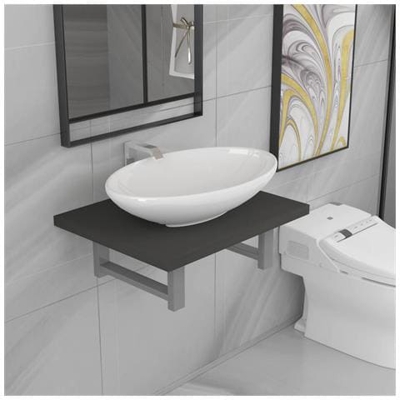 Set Mobili Da Bagno 2 Pz Ceramica Grigio