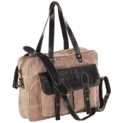 Vidaxl - Borsa a Mano Marrone 40x53 cm in Tela e Vera Pelle