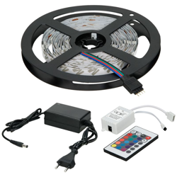 ECD Germany Striscia LED RGB 6m (5+2m) 30LED/m 5050 SMD Striscia Autoadesiva Non Impermeabile con Adattatore Alimentazione 2A Telecomando 24 T precio