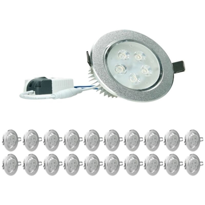 ECD Germany 20 x LED da Incasso Faretto da Incasso Spot 5W 230V Faretto - Rotondo ?10,5cm - 342 lumen- Bianco Freddo 6000K - Girevole a 30 ? - IP44