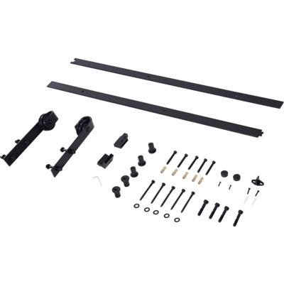 Kit Montaggio per Porte Scorrevoli con Binario e Accessori in Acciaio al Carbonio, 200x4x0.6cm - Homcom