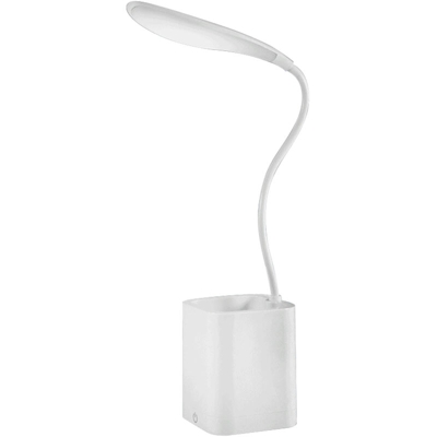 Lampada da scrivania a LED per la protezione degli occhi, portapenne di grandi dimensioni, luce bianca a 3 livelli, collo flessibile (batteria