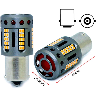 Lampada Led 1156 BA15S P21W 100% Canbus 12V 21W Effettiva Arancione Piedi Dritti Con Ventola In Testa - CARALL