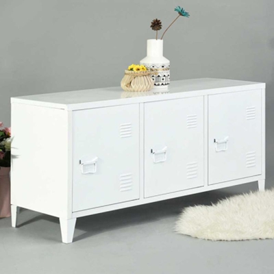 Armadietto Mobiletto TV in Metallo Mobile Basso Televisione Bianco 40x120x58cm - BAKAJI