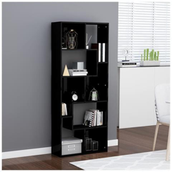 Libreria Nera Lucida 67x24x161 Cm In Truciolato en oferta