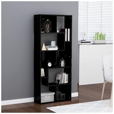 Libreria Nera Lucida 67x24x161 Cm In Truciolato