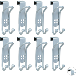 Ganci Sopraporta, Set 8 Pezzi, Gancetti Appendiabiti, Per Vestiti, Asciugamani ecc., In Metallo, Taglia M Per Porte Con Spessore 2,5 cm - RELAXDAYS en oferta