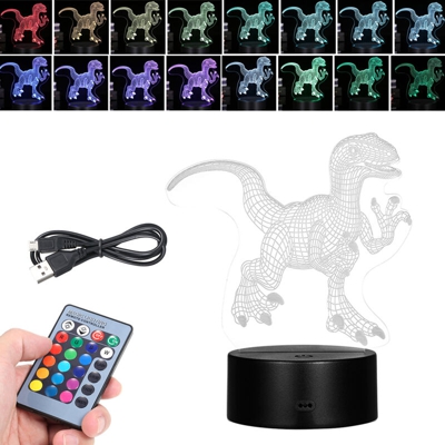Lampada da tavolo colorata con telecomando a LED base nera (colorata + touch + telecomando) Dinosaur-23 - ASUPERMALL