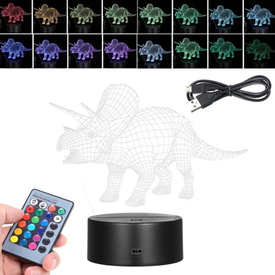 Lampada da tavolo colorata con telecomando a LED base nera (colorata + touch + telecomando) dinosaur-38 - ASUPERMALL